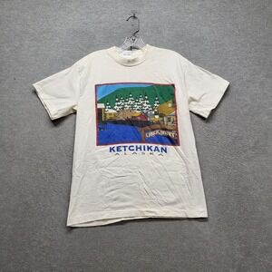 VINTAGE Princess Cruises Men Shirt M White Graphic Ketchikan Alaska Tourist